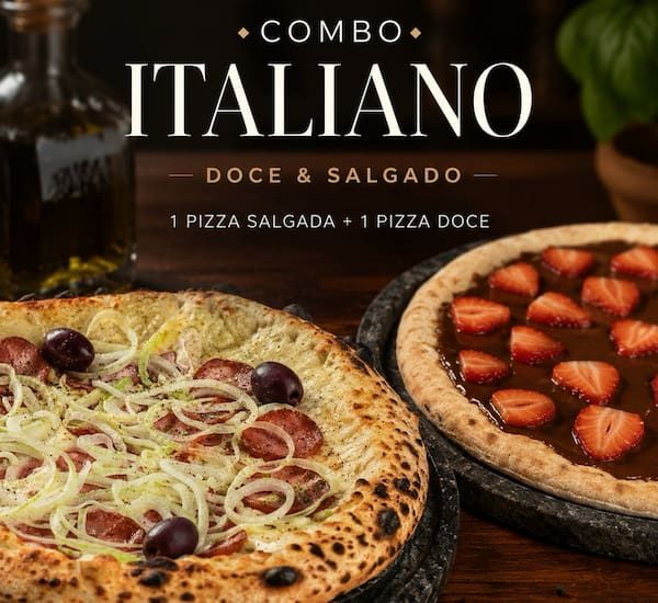 imagemPizza Calabresa 35cm + Pizza Chocolate com  morango cm + refri 1,5l