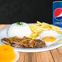 imagemBife Acebolado + Bebida + Sobremesa