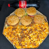 imagemPROMOÇÃO DE SEXTA  - COMBO FIM DA FOME 35CM – 5 Sanduíches (duplo bacon) + Batata Cheddar e Bacon + Coca-Cola 1,5L